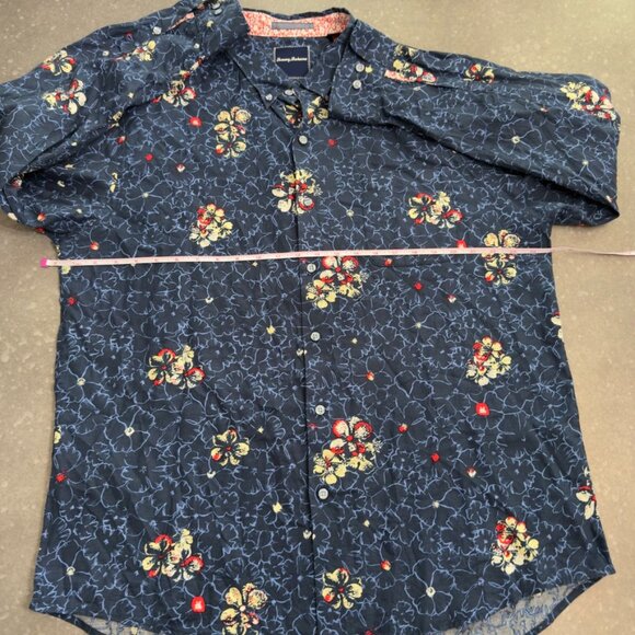 Tommy Bahama Navy Floral Button-Down Shirt – Cotton/Silk Blend – Size XL - Picture 13 of 14